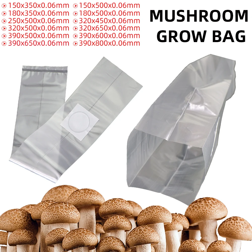 10-50PCS PVC Mushroom Spawn Grow Bags Spawn Media Grow Substrate High Temp Pre Sealable Garden Supplies Planting Ventilate Bags