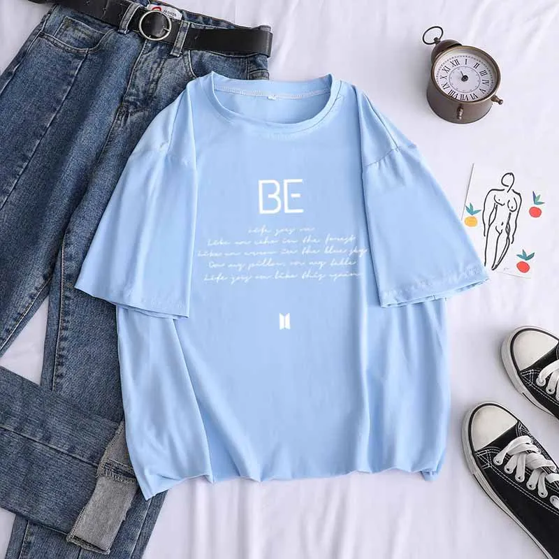 Женская хлопковая футболка с коротким рукавом BE Bat Y2k свободная повседневная