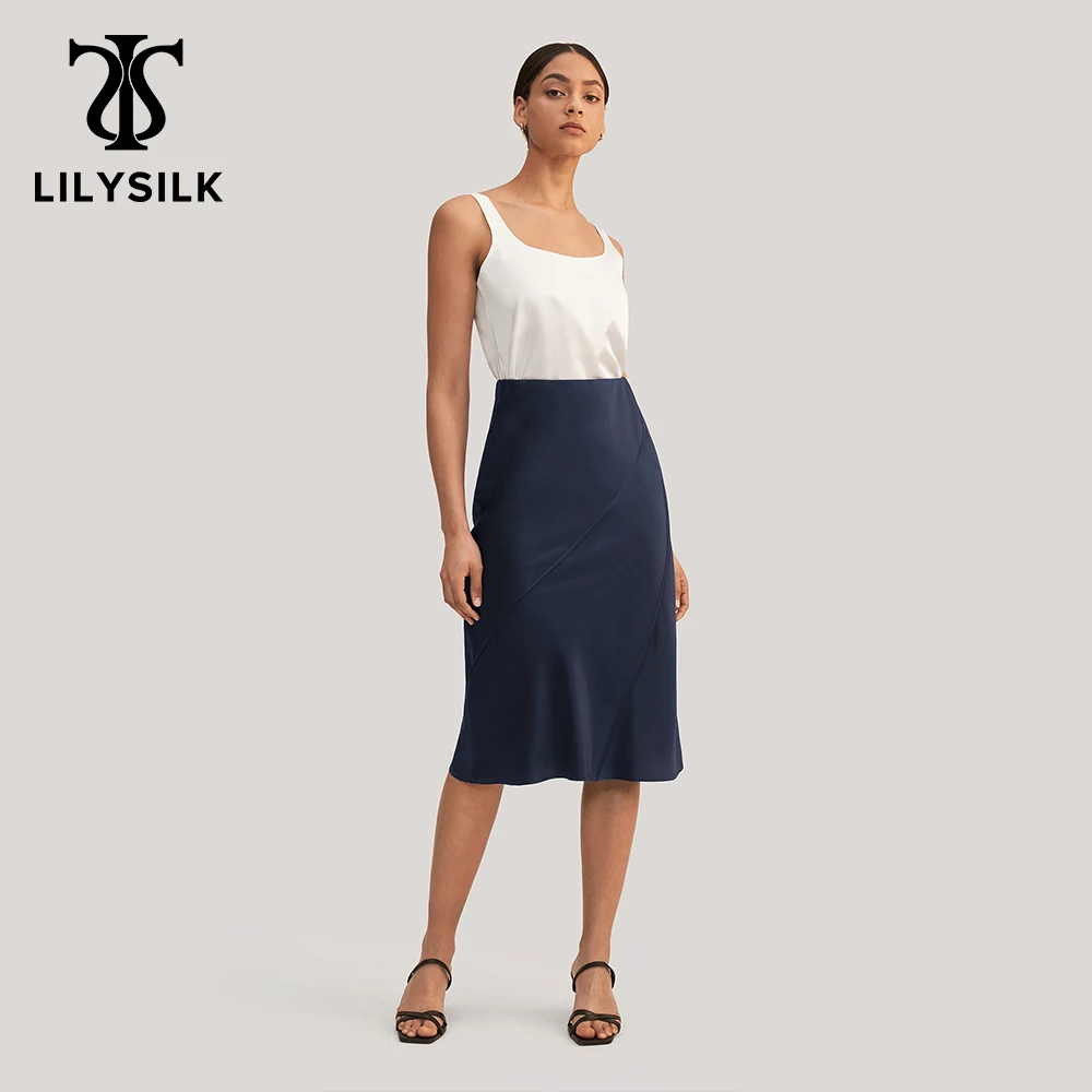 LILYSILK Silk Midi Skirt Chic Elegant Women New Free Shipping