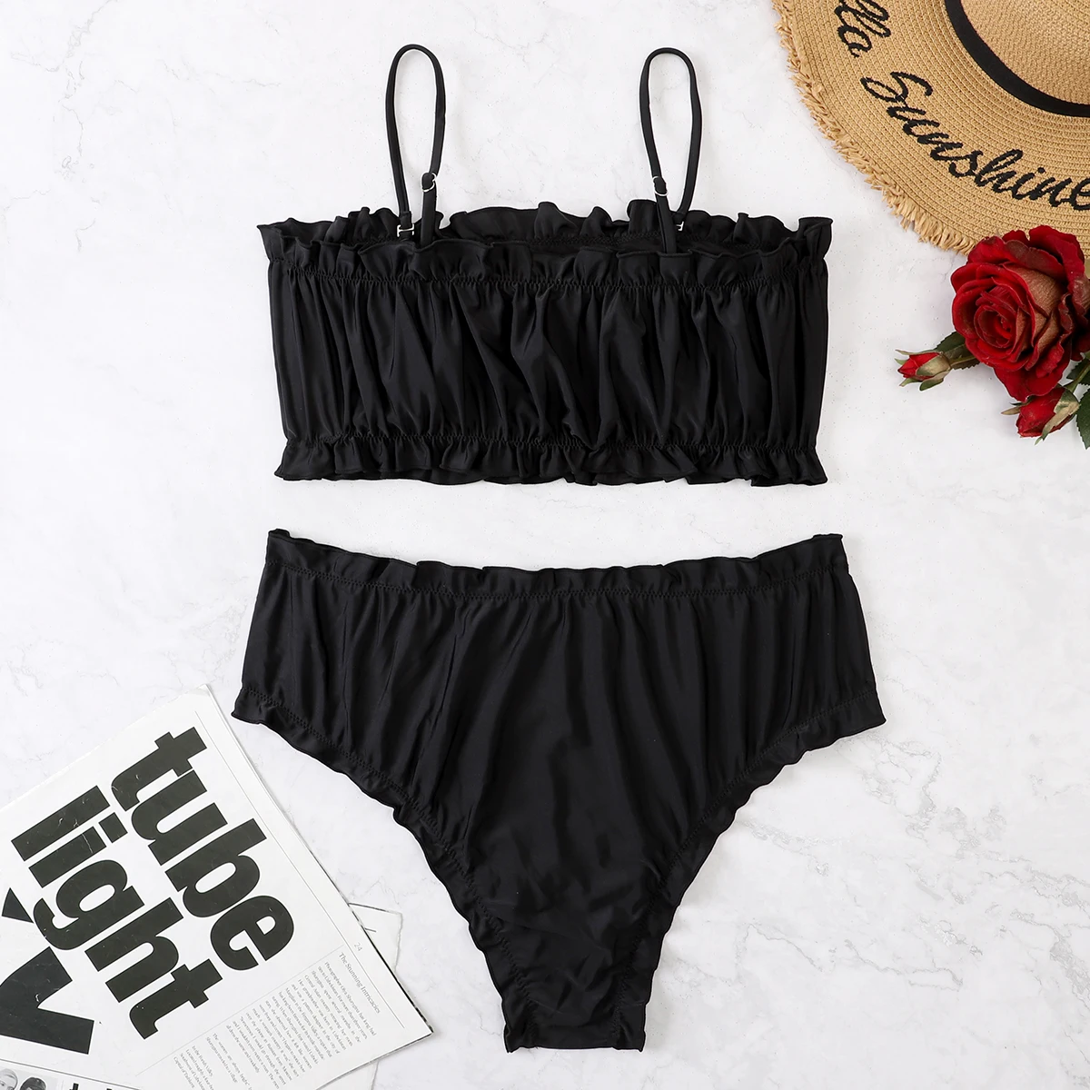 Новинка 2022 женский купальник-бикини с высокой талией большой размер |