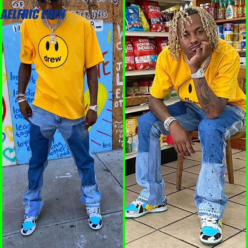 Мужские джинсы с широкими штанинами в стиле ретро