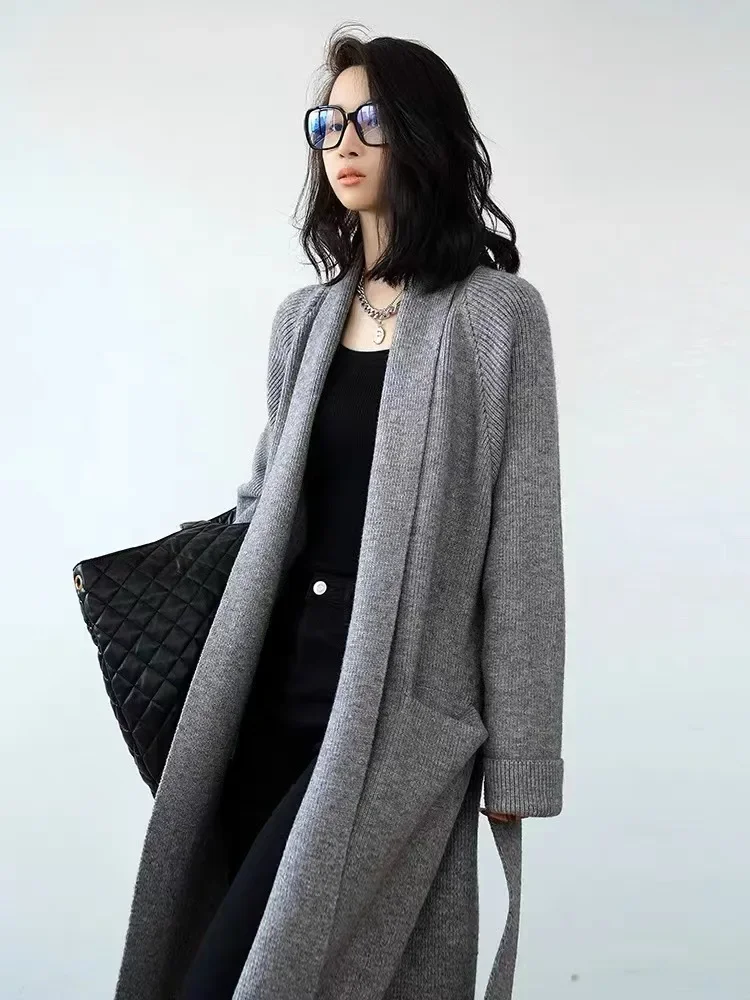 8-цветные женские пижамы для сна ветровка уличный плащ полосатый вязаный длинный