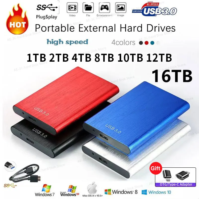 

2023 128TB HDD 500GB Hard Drive External High Speed USB 3.0 16TB SSD Storage Portable HD Hard Disk M.2 Computer For Laptop/mac