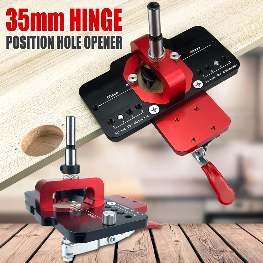 

35mm Hinge Boring Jig Aluminum Alloy Woodworking Hole Drilling Guide Locator Multipurpose Accurate Positioning for Door Cabinets