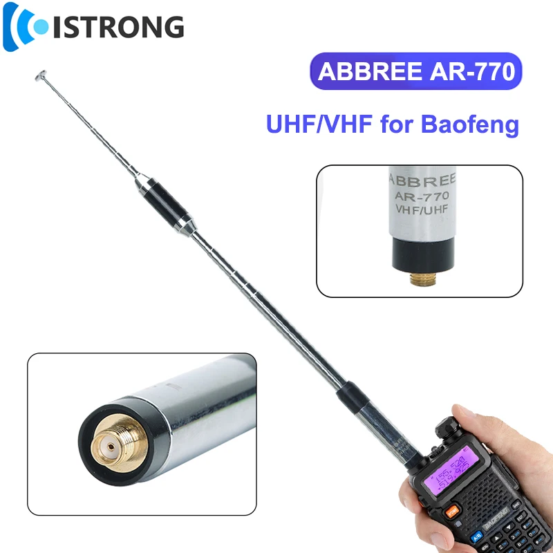 

Портативная телескопическая антенна ABBREE, двухдиапазонный усилитель UHF/VHF, усилитель радиосигнала, гнездовой разъем SMA, для раций Baofeng