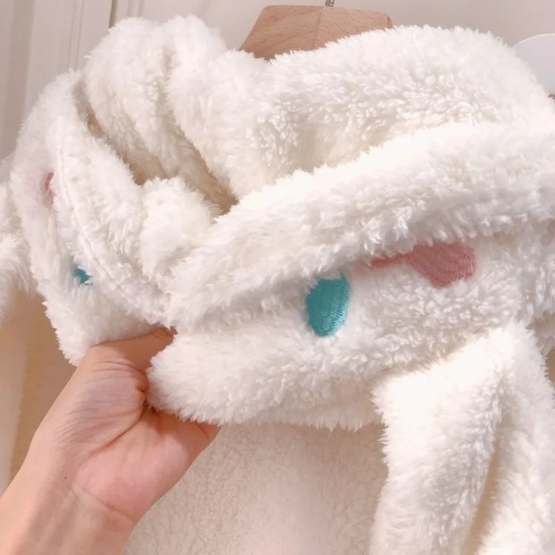 Autumn and Winter Japanese Girl's Pajamas Thickened Velvet Warm Hooded Cardigan Cute Yugui Dog Pajama Sets Night Gown Robe Sets