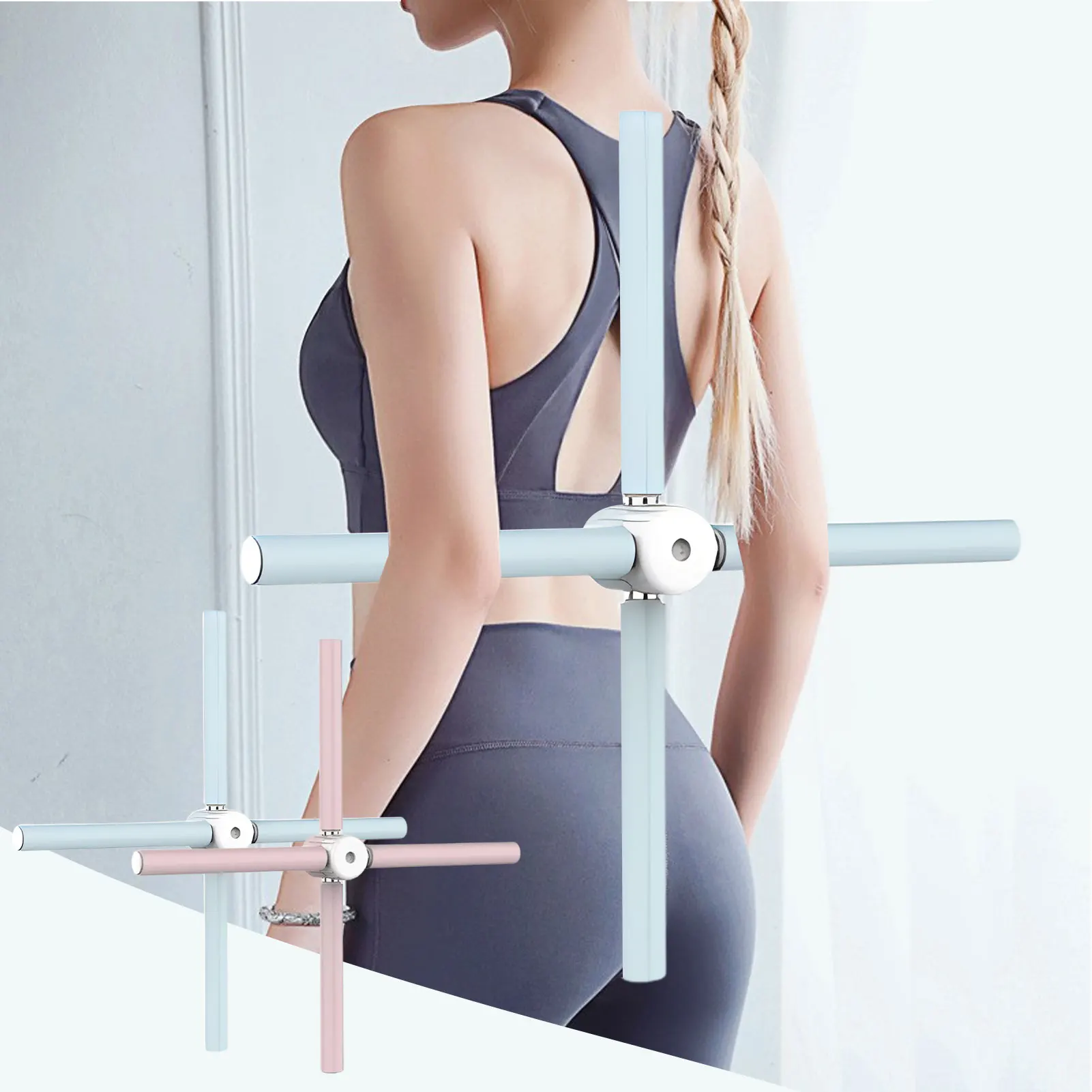 

Yoga Hunchback Corrector Adjustable Stainless Steel Body Stick Cross Open Back Standing Training Stick Gym Home Sports Equipment