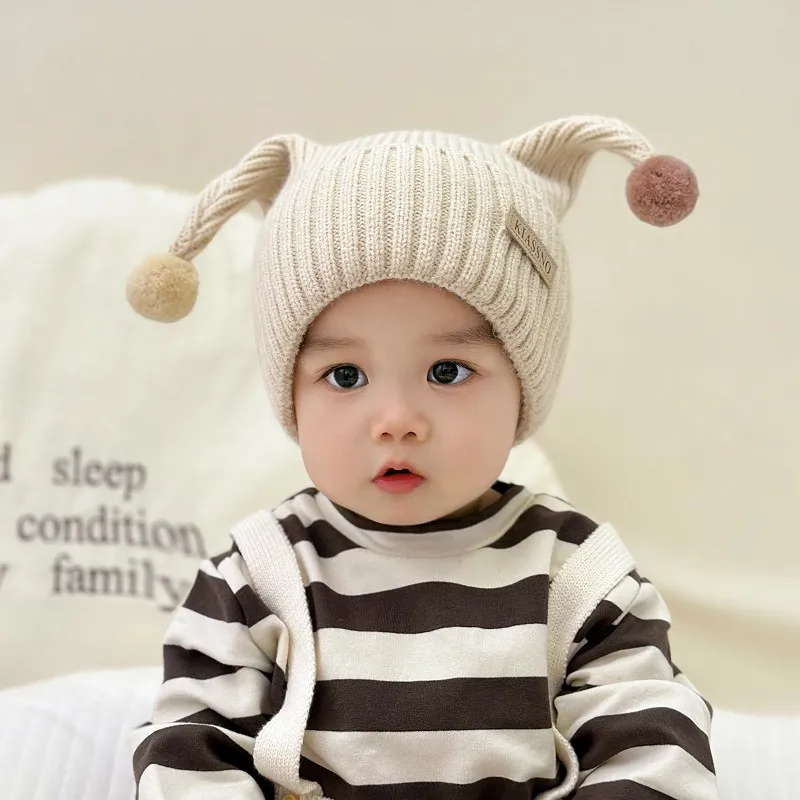 Милая Зимняя Теплая Шерстяная Шапка-бини Для Детей С Мультяшным Узором Унисекс