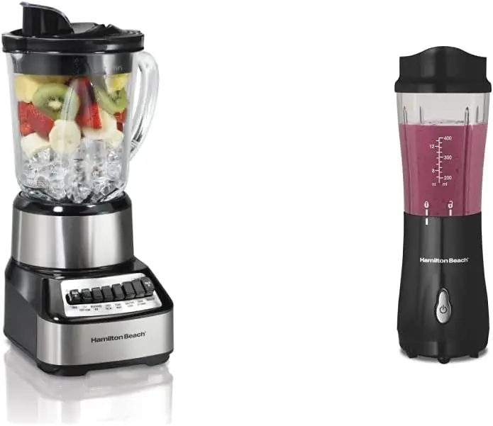 

Crusher Blender with 40 Oz Glass Jar and 14 Functions & Personal Blender for Shakes and Smoothies with 14 Oz Travel Cup and Per