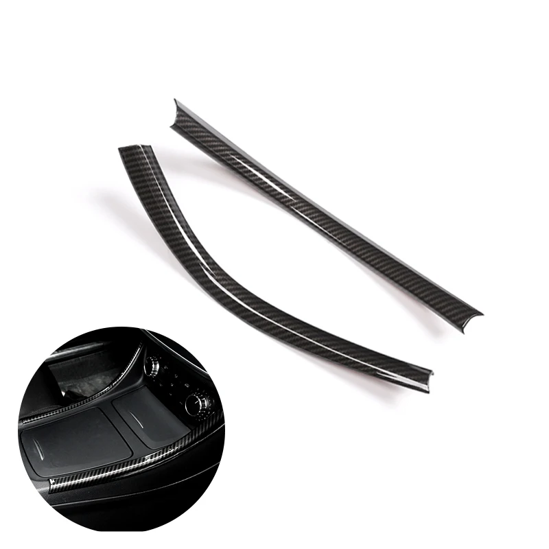 

For Mercedes Benz A B CLA GLA Class W176 A180 C117 X156 2pcs Car Center Control Panel Side Strips Cover Carbon Texture Decor
