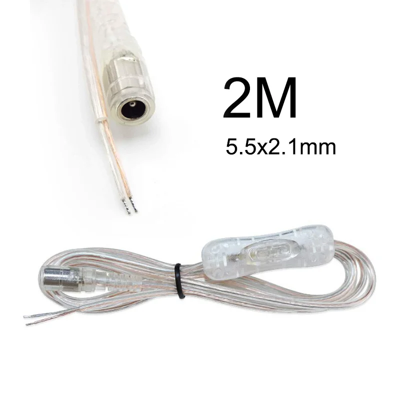 

Light Switch DC 12V 5.5x2.1mm Male to Female Power Cable DC 5.5*2.1 Connector ON OFF Inline 304 Switch for LED Strip Light 2M D4