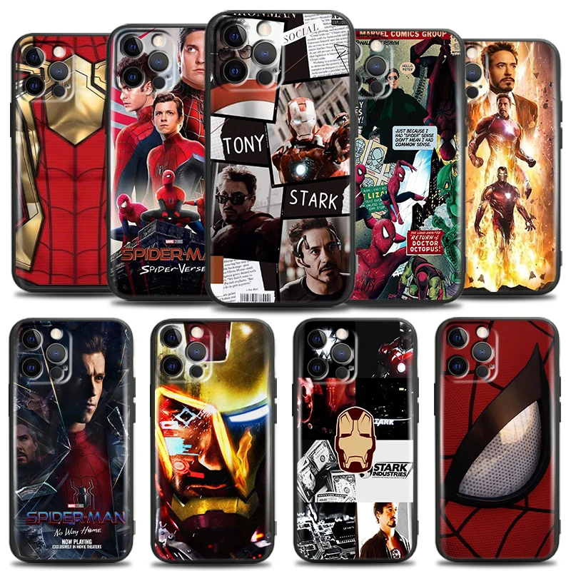

Avengers Spiderman Iron Man For Apple iPhone 13 12 11 Pro Mini X XR XS Max SE 6 6S 7 8 Plus Phone Case Silicone Cover Soft