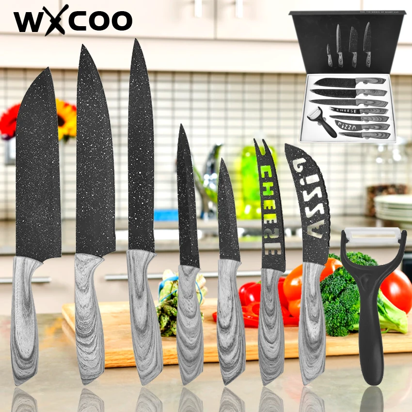 

Kitchen Knife Set Chef Cooking Stainless Steel Knives Cheese Pizza Meat Cleaver Slicing Chef Chopping Santoku Gift Sets Tool