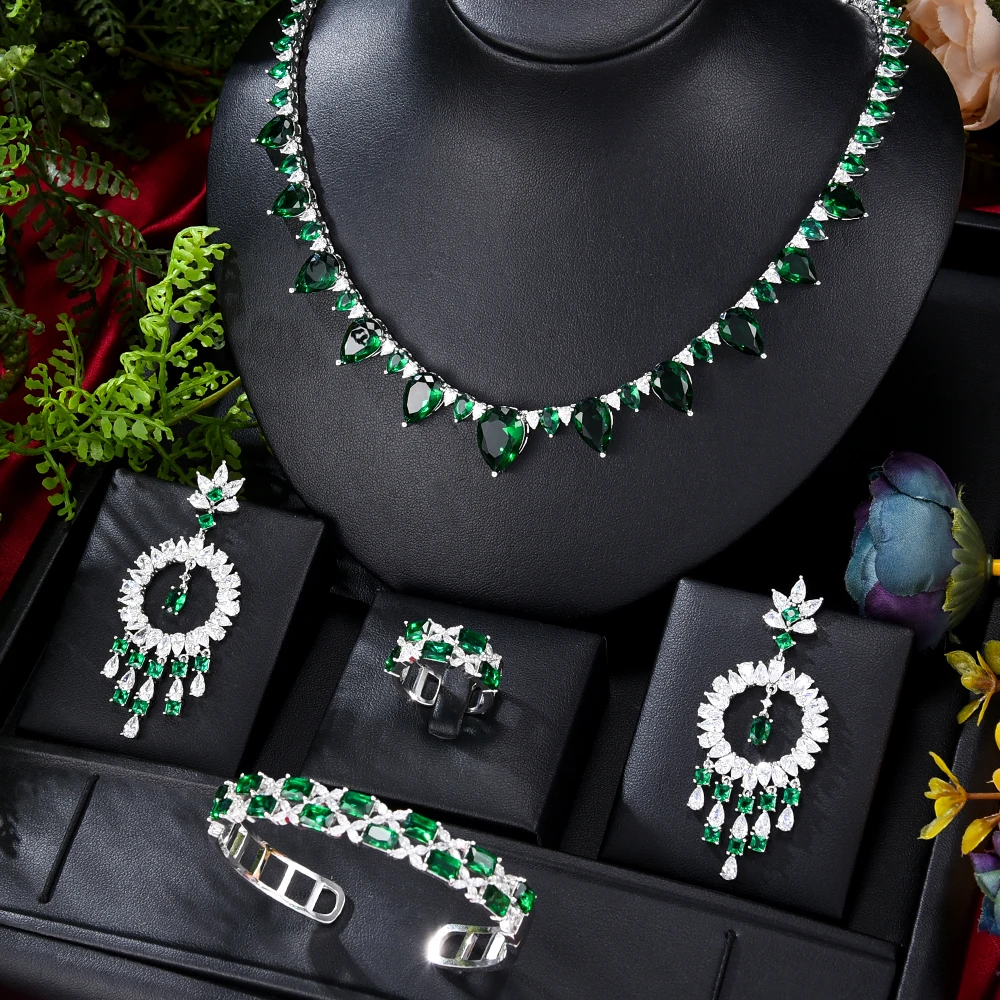 

GODKI Luxury Flower Cluster Cubic Zircon Nigerian Necklace Earring Jewelry Set For Women Wedding Indian Dubai Bridal Jewelry Set