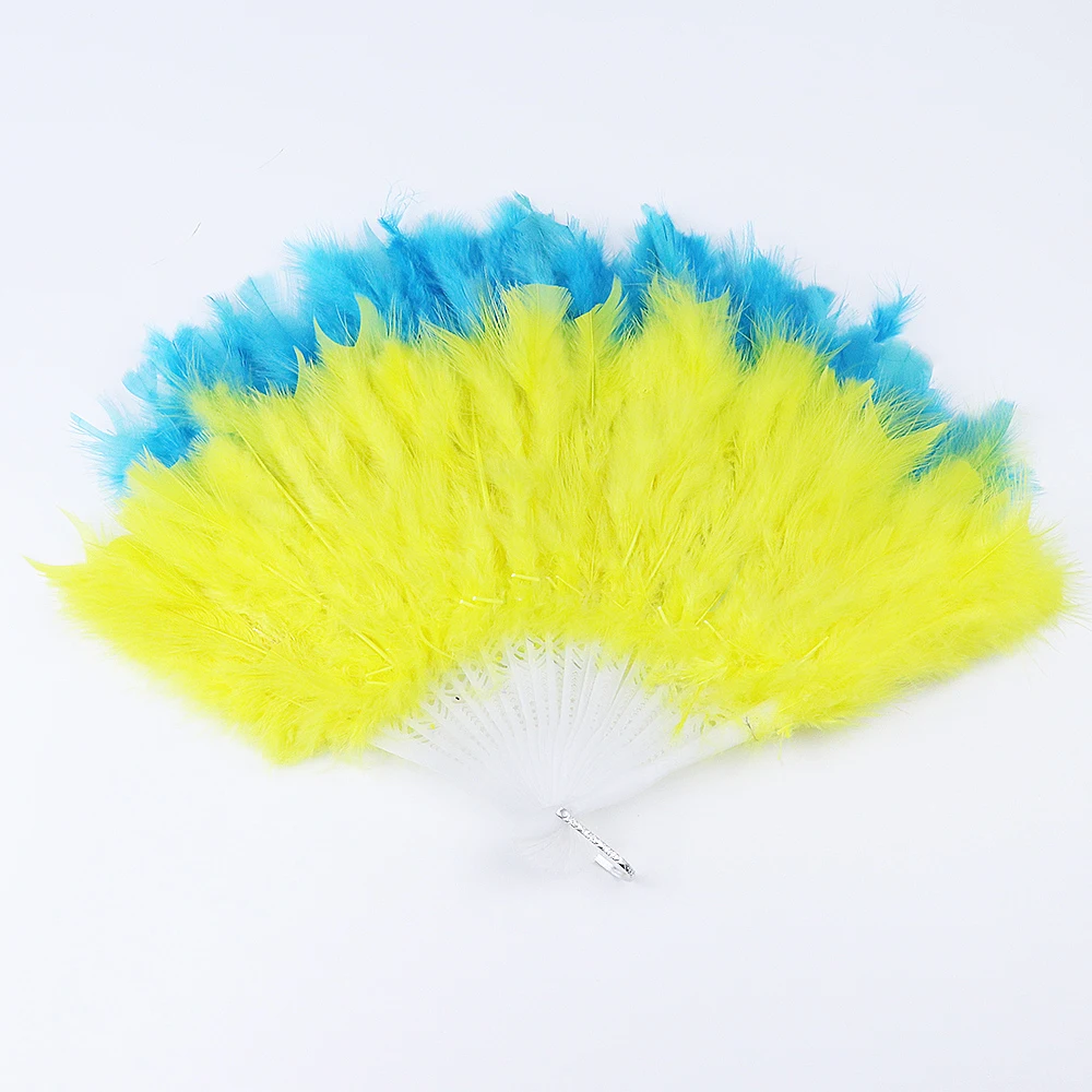 

Plastic Wedding Hand Fans Turkey Feather Diy Craft Supplies Natural Creative Leisure Soild Color Yellow 45X25CM Feather Fan