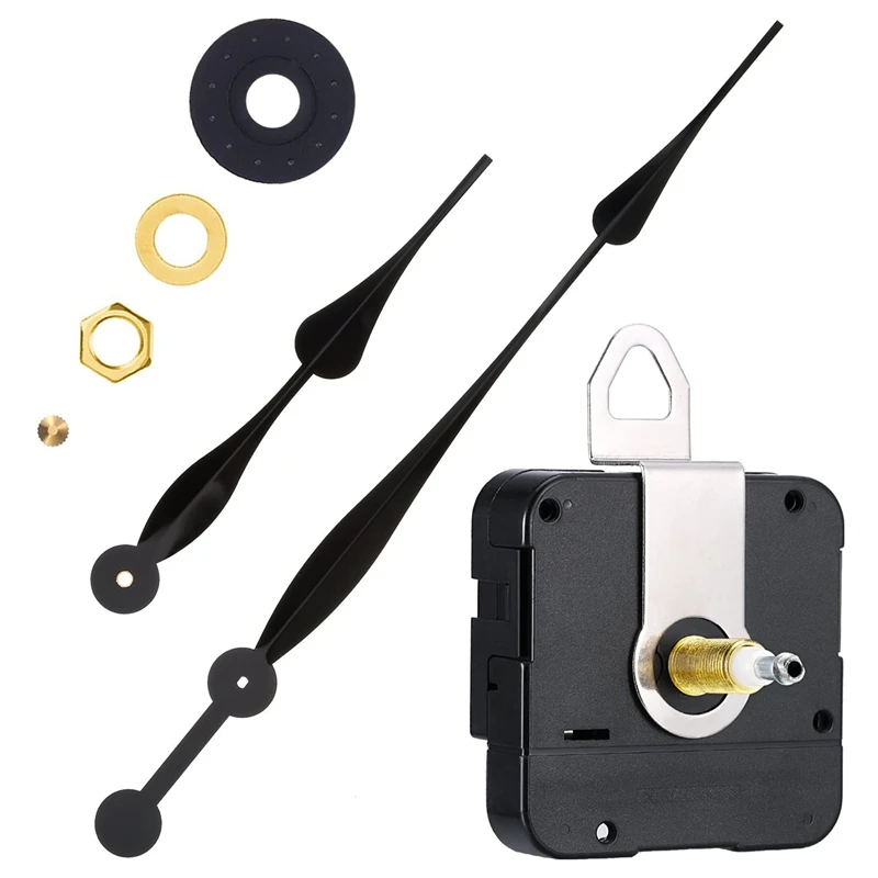 

23Mm High Torque Quartz Clock Movement Mechanism With 12 Inch Long Spade Hands For DIY Clock Repair Parts Replacement