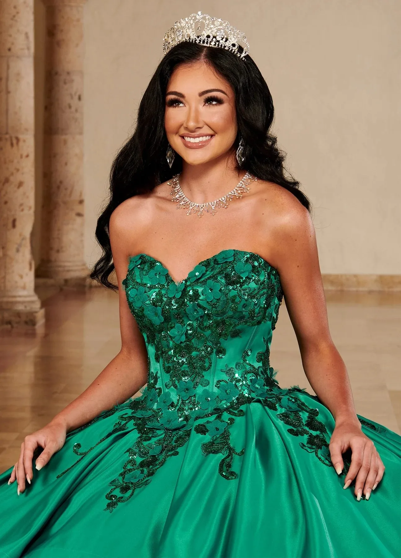 Green Charro Quinceanera Dresses Ball Gown Off The Shoulder Sequins Appliques Puffy Mexican Sweet 16 15 Anos Customized