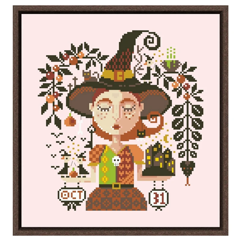 

Witchy Dreams cross stitch kit 18ct 14ct 11ct pink canvas fabric cotton silk thread embroider DIY handmade needlework