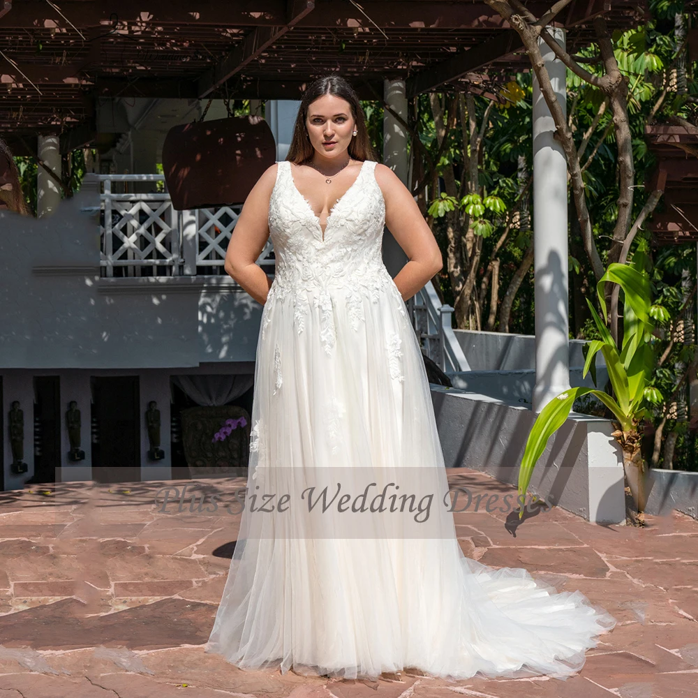 

Pastrol Wedding Dress 2023 Lace Applique Sleeveless Bride Gowns Tulle Detachable V-Neck A-Line Sweep Train Vestido De Noiva