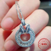 real s925 sterling silver color necklace white vvs1 diamond for women fine joyas de plata naszyjnik silver 925 jewelry joyas