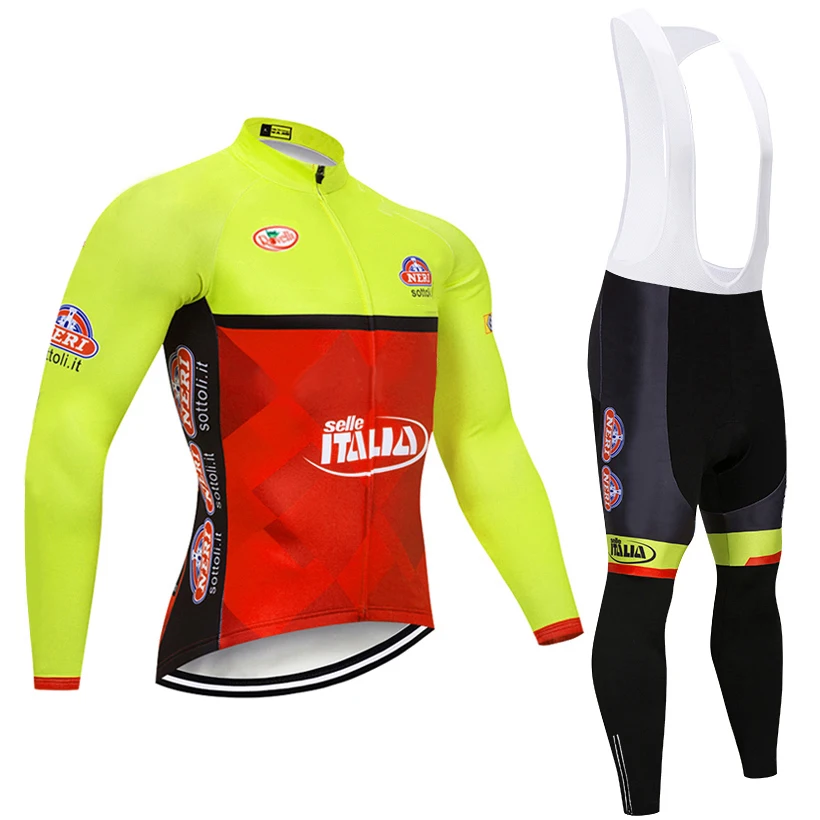 

2022 Winter YELLOW ITALIA TEAM Long Cycling JERSEY Bike Pants mens Ropa Ciclismo Thermal fleece bicycling Maillot Culotte wear