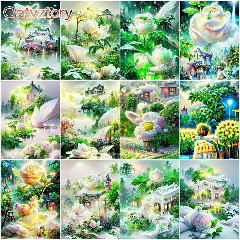 Купи GATYZTORY DIY Painting By Numbers HandPainted Oil Painting Green Fairyland Picture Paint Drawing On Canvas Home Decor Unique Gi за 363 рублей в магазине AliExpress