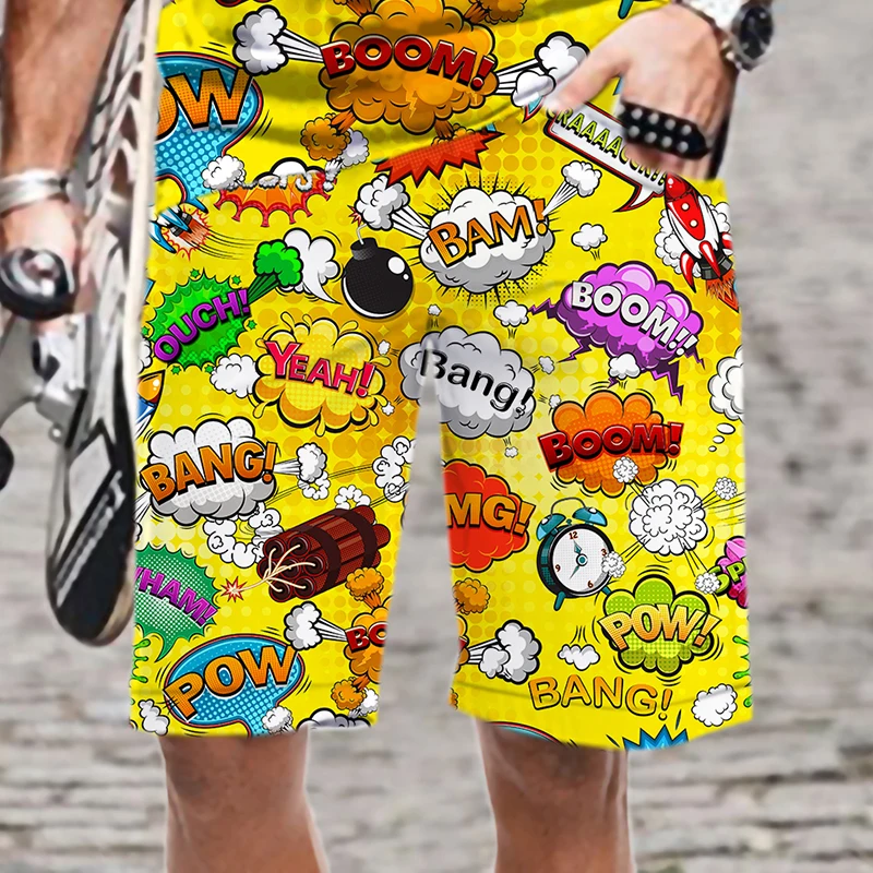 Мужские пляжные шорты 3D Boom С персонализированным рисунком плавки мужские летние