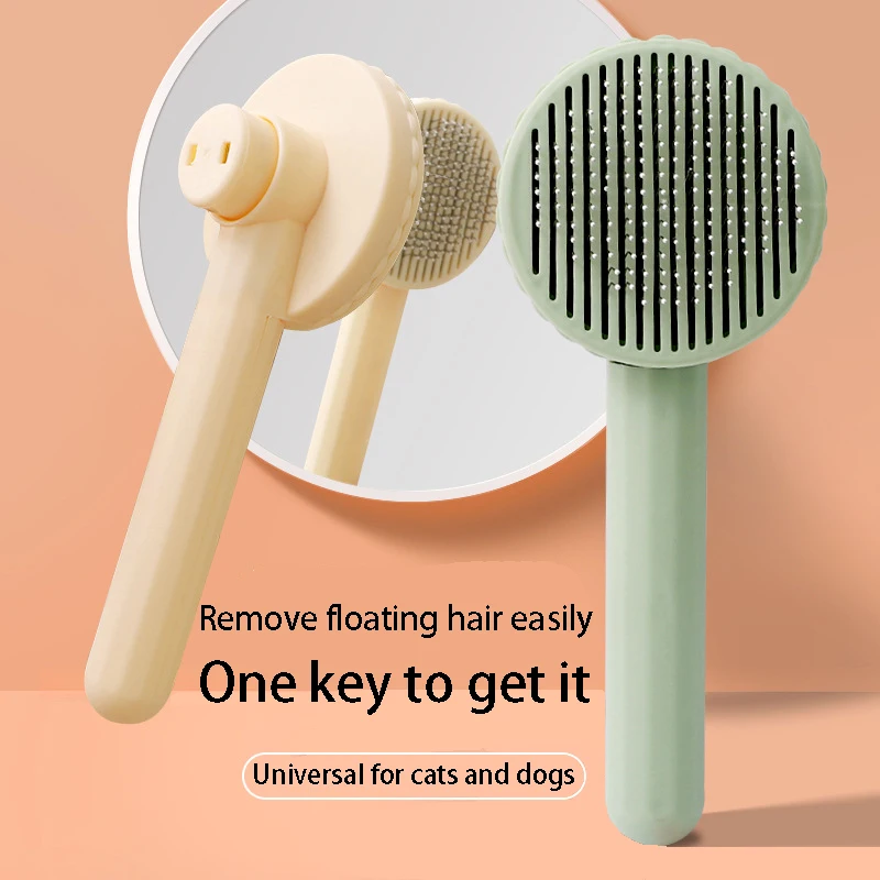 Cheap ペット脱毛くし猫ブラシ自己クリーニングブラシ猫犬ヘアリムーバースクレーパーペットグルーミングツール猫アクセサリー
