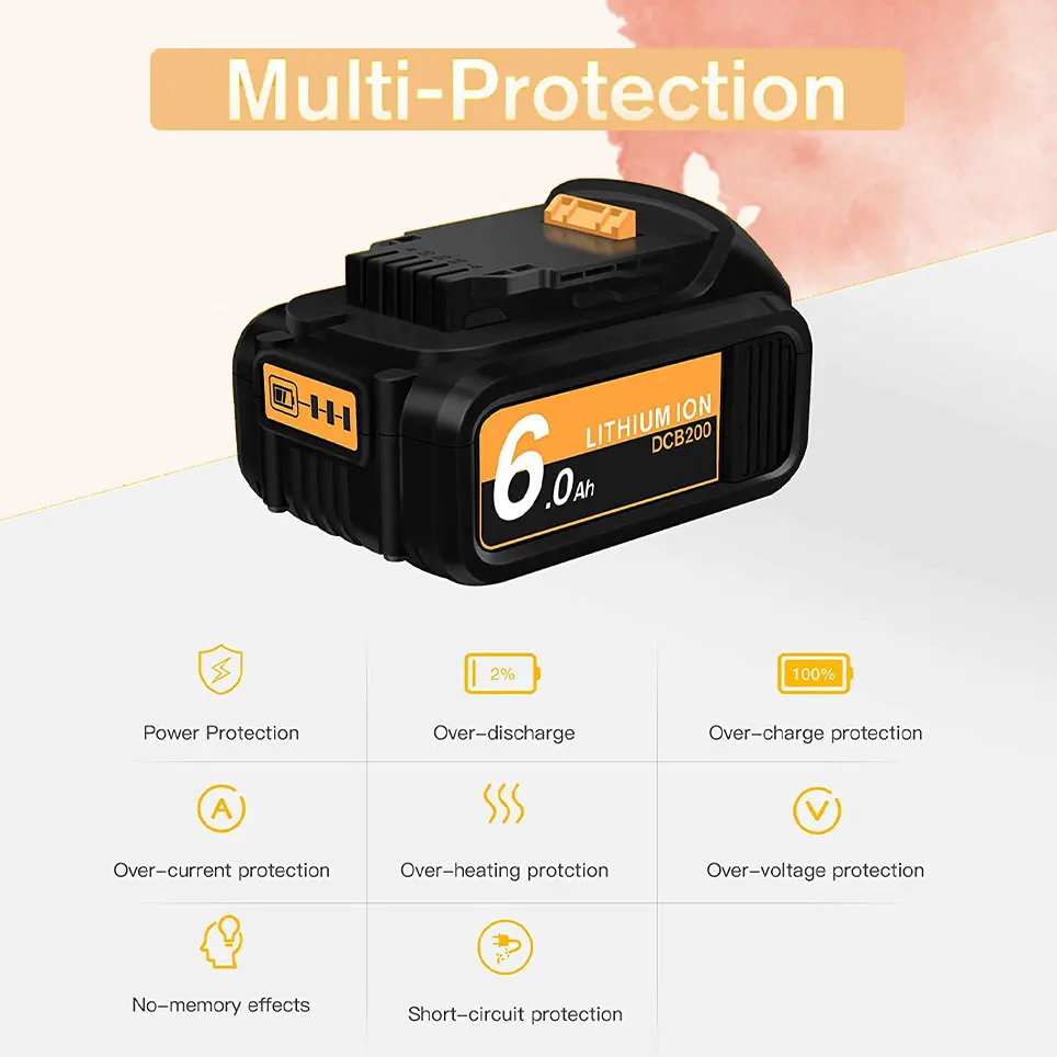 

2022 DCB205 battery is suitable for Dewalt 20V battery MAX XR Lithium DCB206 DCB205-2 DCB204 DCB203 DCB200 DCD DCF DCG series
