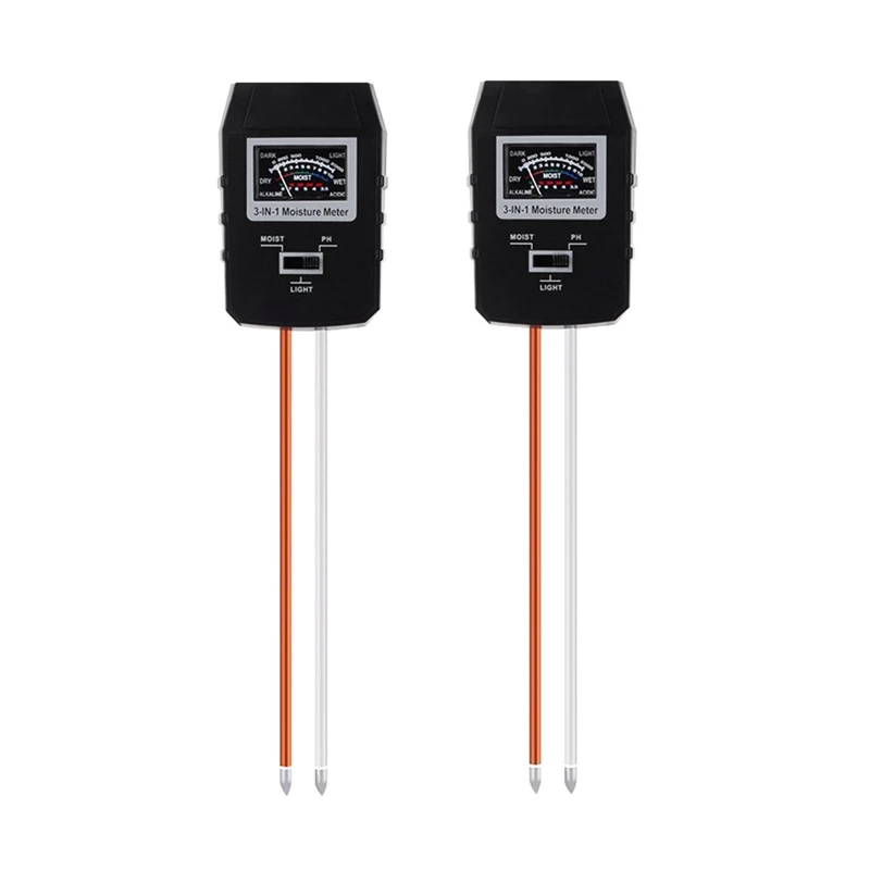 

2 Pack 3-In-1 Soil Moisture Meter,Moisture Ph Light Tester,Plant Water Soil Monitor Testing Tool For Garden,Lawn,Farm