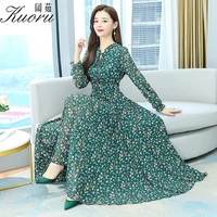 green women boho long sleeve dress summer clothes for midi elegant autumn chiffon floral beach party korean fashion vestido 2022