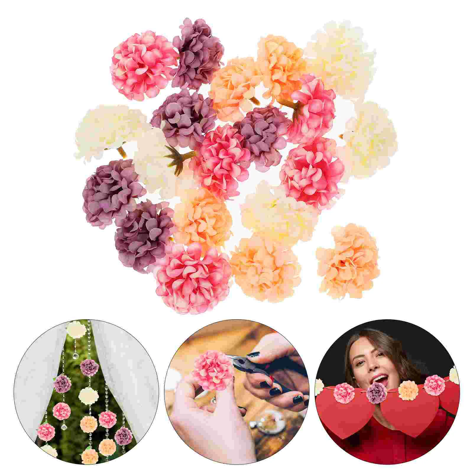 

20pcs Silk Flower Artificial Flower Heads DIY Craft Chrysanthemum Balls Heads