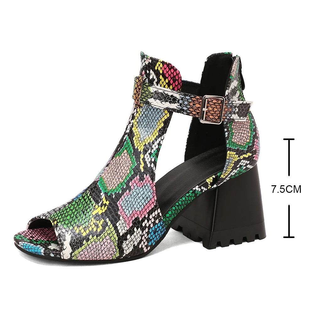 2023 New Peep Toe High Heels Spring Summer Sexy Casual Rome Ankle Boots Ladies Square Heel Sandals Women's Shoes Middle Pump 41