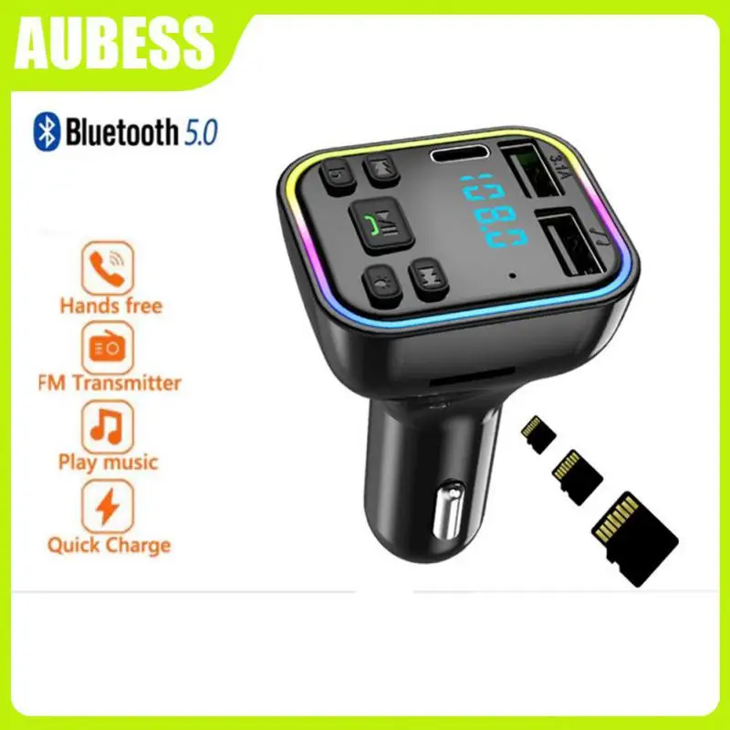 

Mp3 Modulator Player Colorful Ambient Light Handsfree Pd Fast Charging Pd Type-c Dual Usb 3.1a Car Charger Fast Charger Car Kit