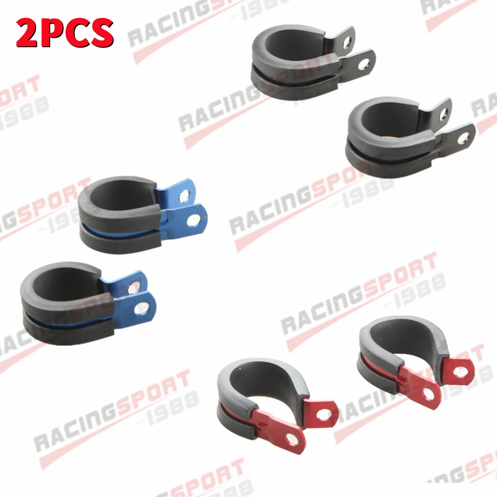 

2PCS Aluminum Rubber Cushioned Clamp ID 6.4mm AN4 Vacuum Hose Red/Blue/Black