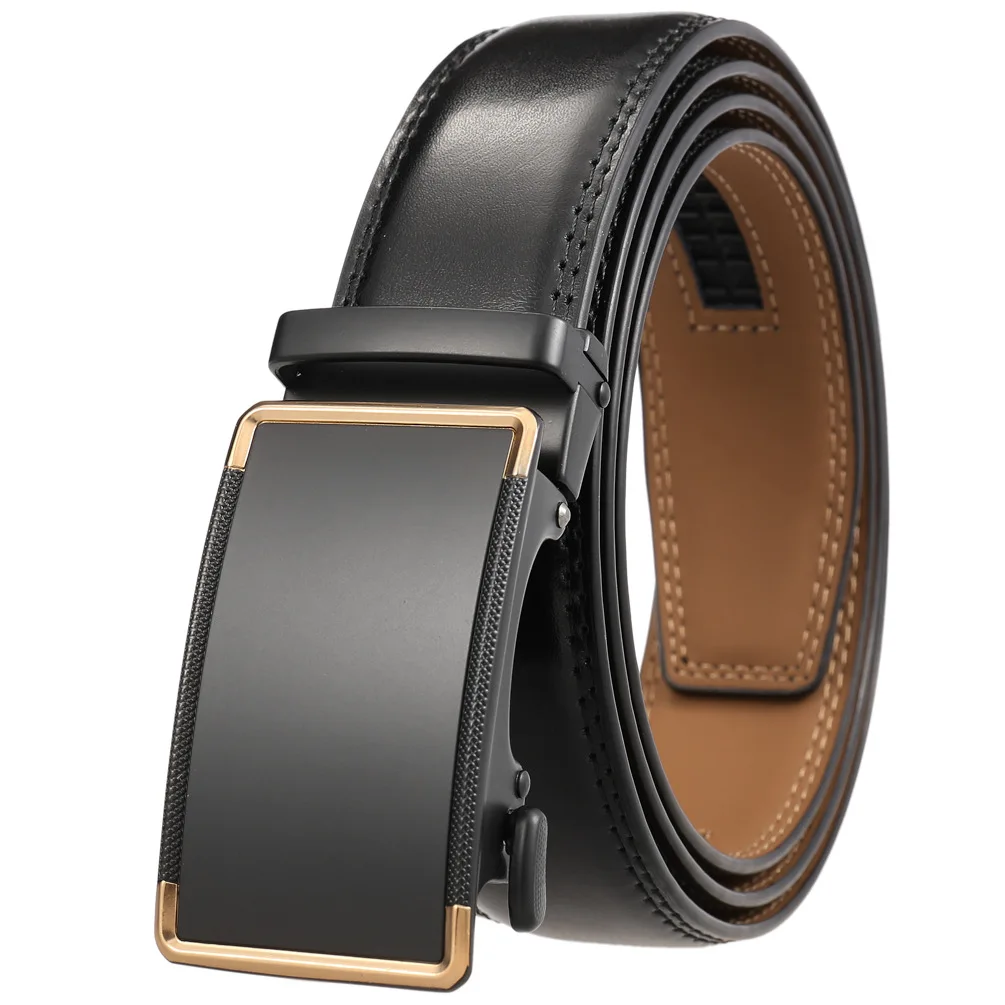 Belt for Men Business Luxury Leather Belt Automatic Buckle Genuine Leather Fashion Belts Ratchet Luxury Belts Men's Trouser Belt
