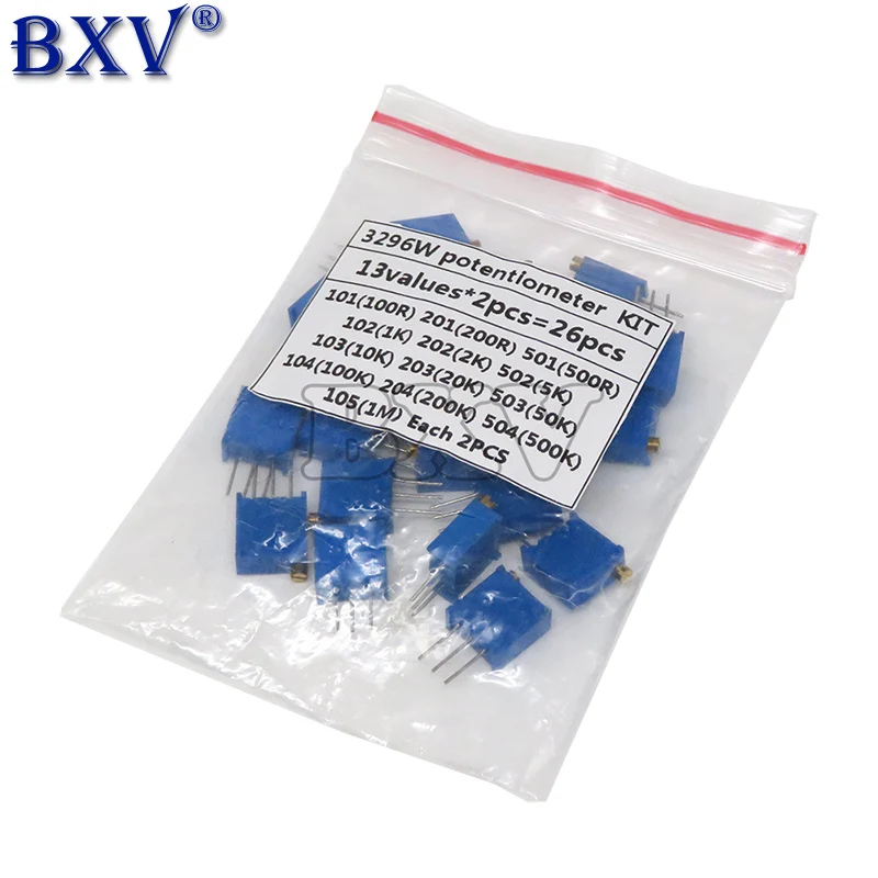 

Потенциометр 3296 Вт, 13 значений * 2 шт., 100R, 200R, 500R, 1K, 2K, 5K, 10K, 20K, 50K, 100K, 200K, 500K, 1 м, переменная мощность