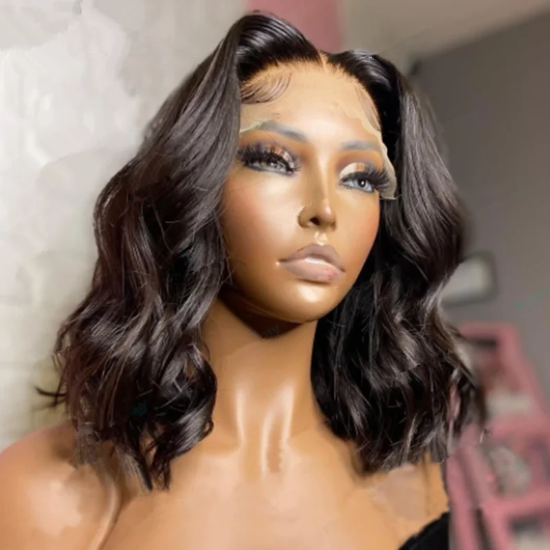 

12-16 inch Lace Front Wigs Loose Body Wave Wig Short body wave wig Soft Wave Wig Natural Black Color For Black Women