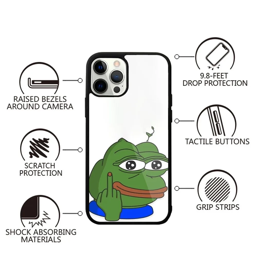 Забавный чехол для телефона P-Pepe Frog Sad iPhone 15 14 13 12 11 Plus Pro Max Mini Magsafe магнитная