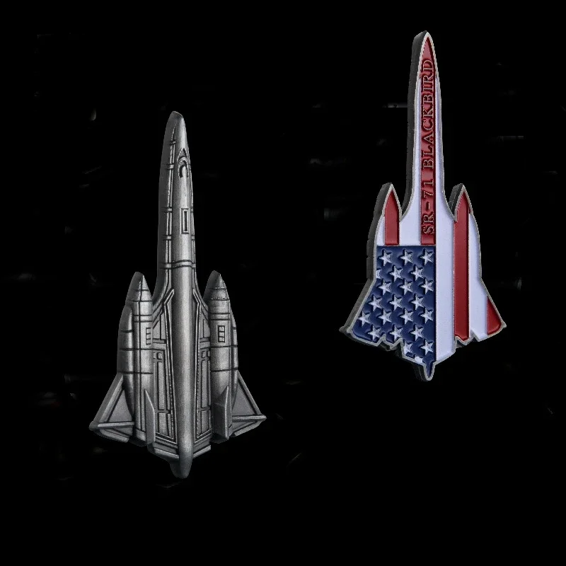 

USA Air Force Challenge Coin Colorized SR-71 Fighter Jet American Flag Military Challenge Coin Airman Veteran Gift Collection