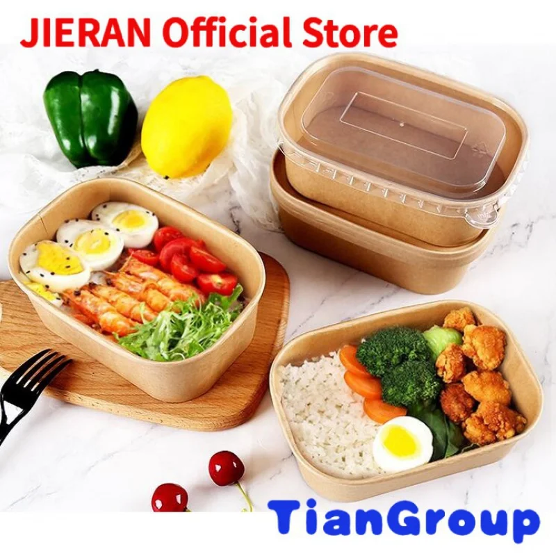 

Custom disposable biodegradable catering takeaway food container food kraft paper lunch boxes packaging with your own logo