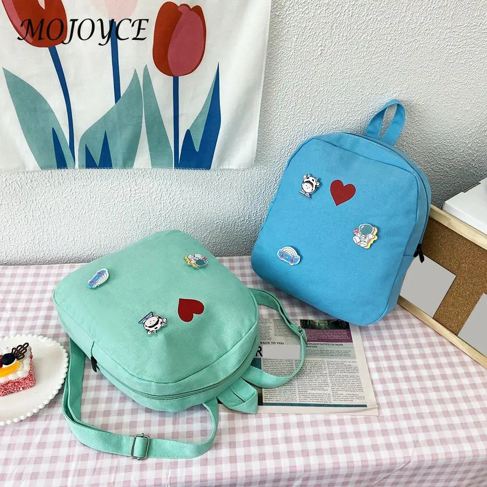 

Модный холщовый рюкзак для женщин, вместительная сумка на плечо с принтом сердечек, школьный ранец для девочек-подростков