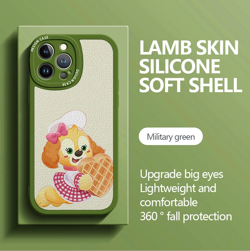 Чехол для iPhone D-Disney C-Cookieann 16 15 14 13 12 11 Pro Max 7 8 Plus XR X XS SE мягкий кожаный чехол