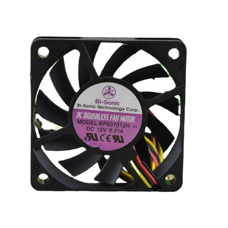 New Fan BP601012H BI-SONIC 12V 0.21A 6CM 6010 3-wire Cooling Fan 60*60*10MM