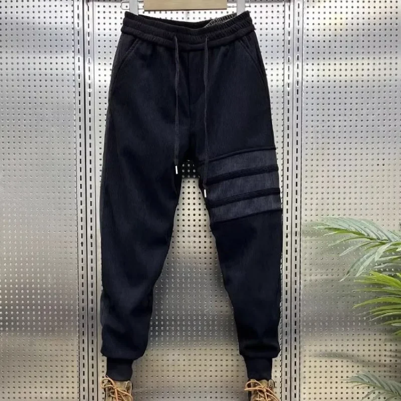 Мужские спортивные брюки облегающие готические вельветовые обтягивающие