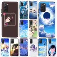 phone case for samsung s21 plus s20 fe s10 lite s9 weathering with you anime black soft cover for galaxy note 20 ultra 10 9 8