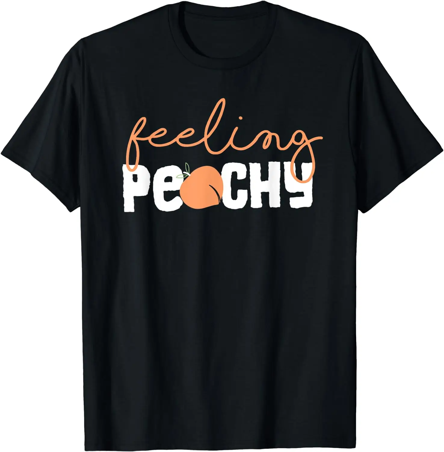 

Feeling Peachy Water Color Peach Lover Spring Cool Saying T-Shirt for Men Women Graphic T Shirts Holiday Relax Cotton Casual
