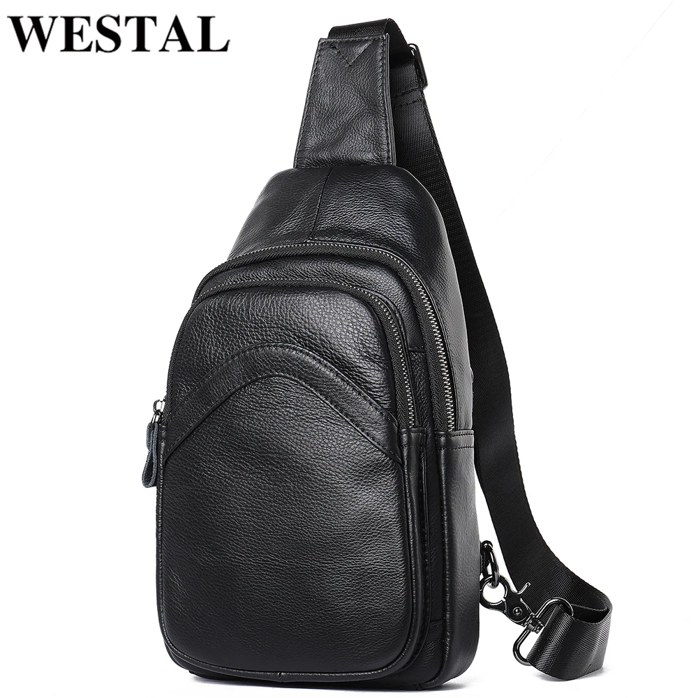 WESTAL men's leather bag for men's chest bag for men's cross-body bag