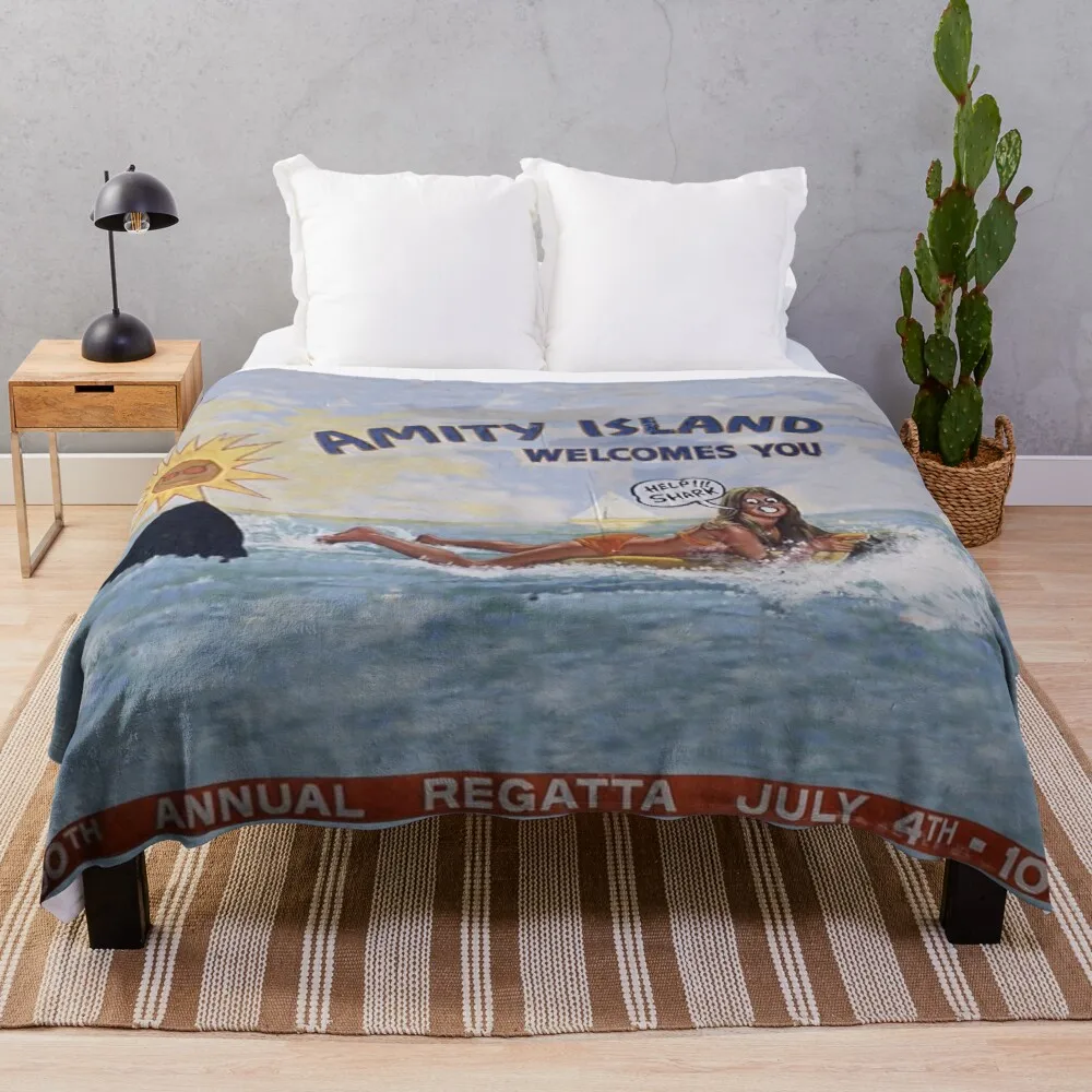 

Welcome To Amity Island Throw Blanket Hairy Throw And Blanket