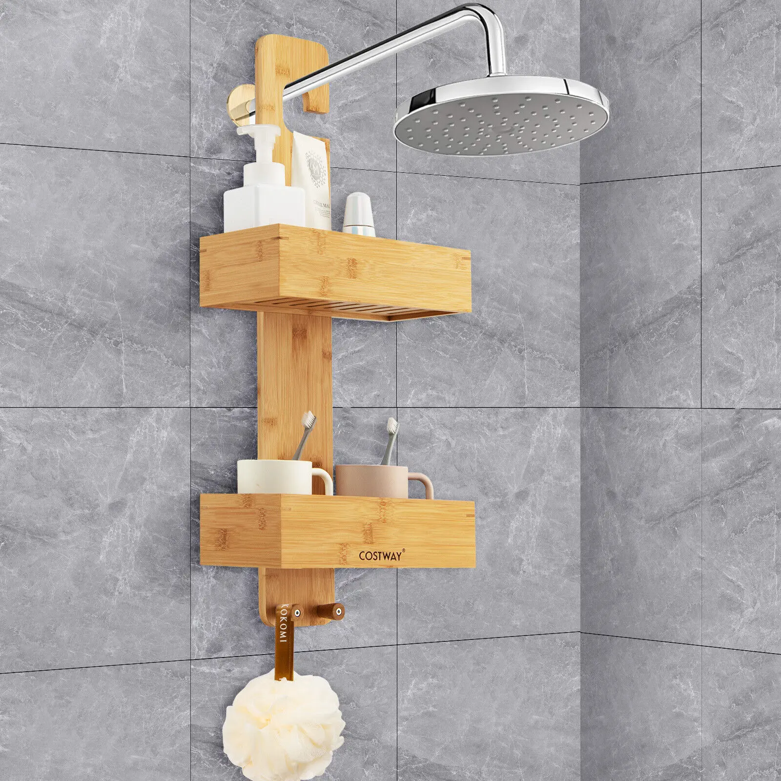 Bamboo Hanging Shower Caddy 4
